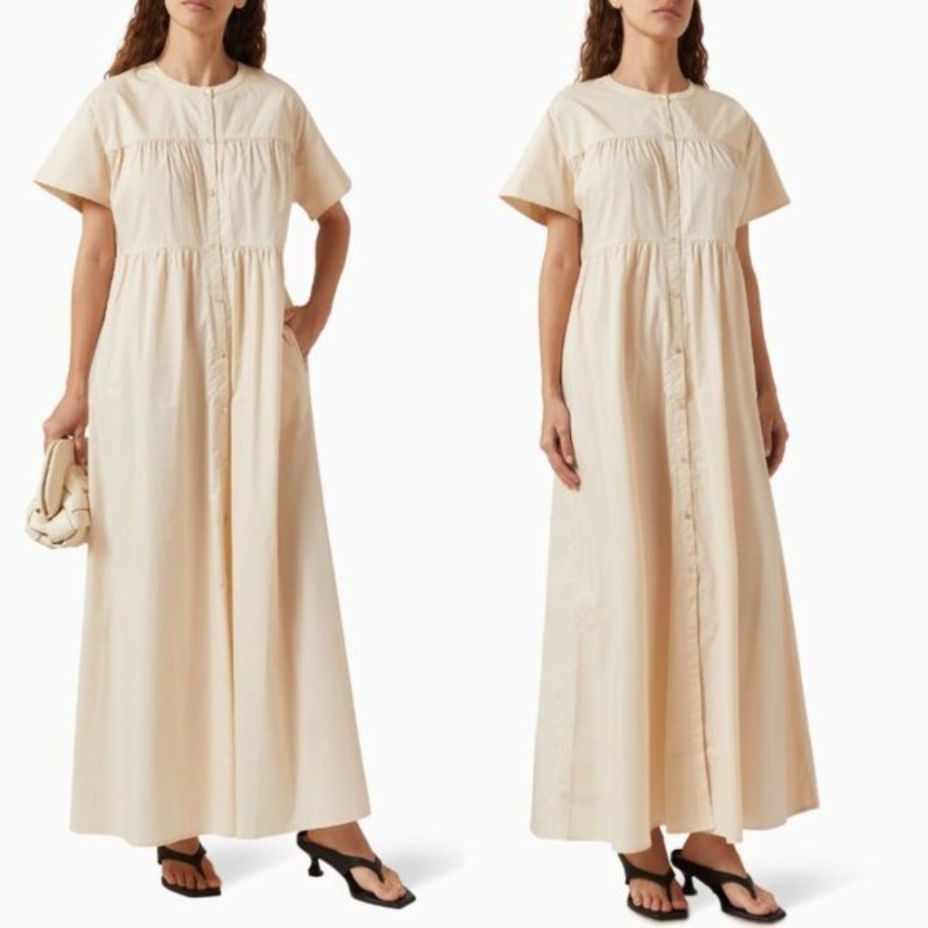 Bird & Knoll Palma Maxi Dress Ivory Cotton Poplin Nwt Size S — image 4 of 8